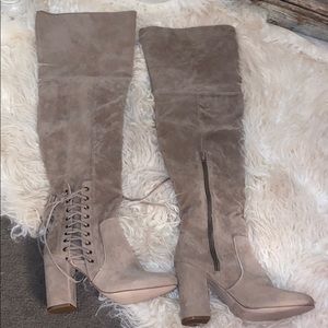 Tan over the knee boots